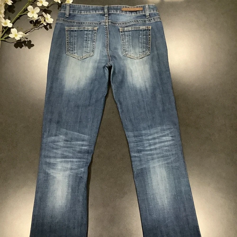 Standards & Practices Ripped Straight Leg Jeans Medium Wash Distressed Crinkle - Picture 7 of 16